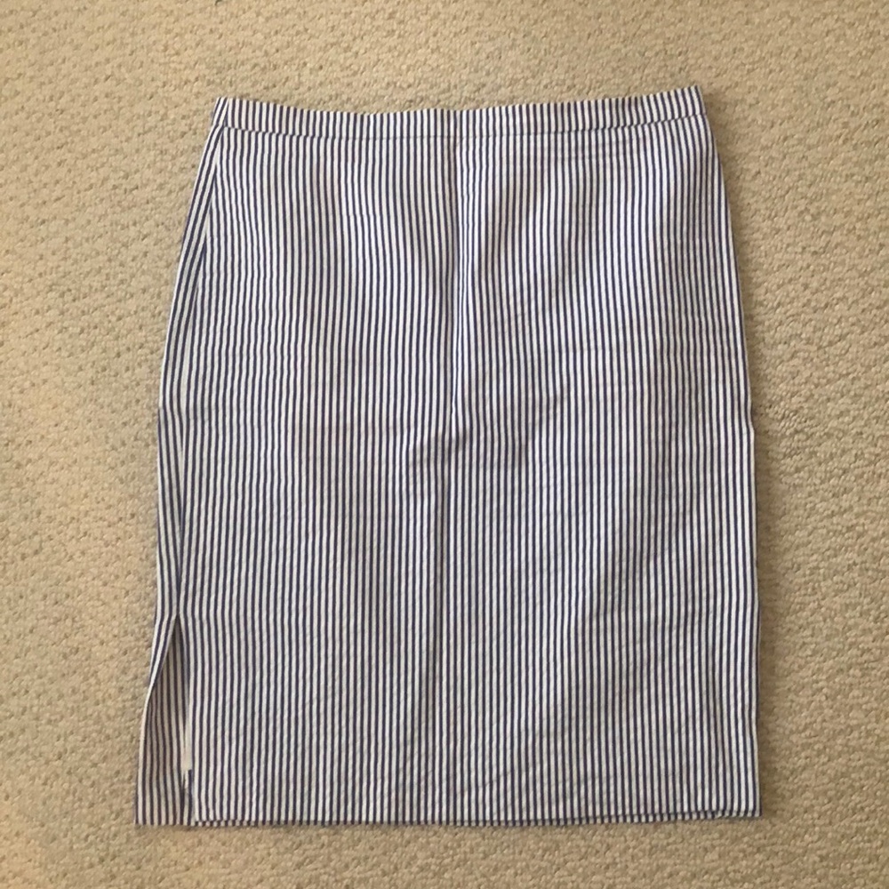 J Crew blue and white seersucker skirt